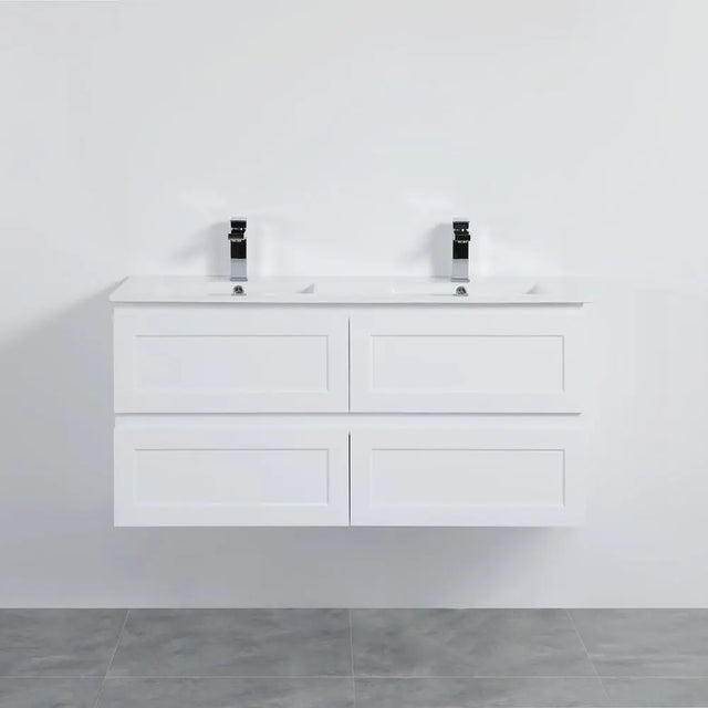 Fremantle PVC Wall Hung Cabinet Vanity 1200mm (Matte White) (Single/Double Bowl) Poseidon