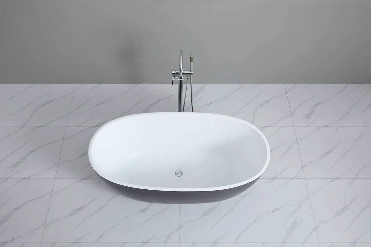 Stella Matte Black & Matte White Free Standing Bathtub 1700*810*590mm Poseidonbk