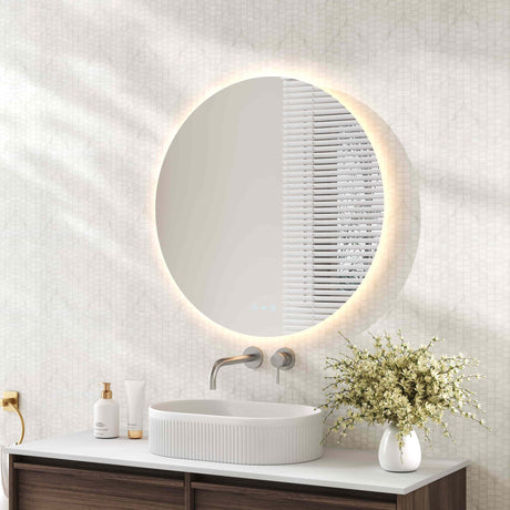 Luna LED Round Mirror 600mm - with Adjustable LED Lighting mercioaustralia