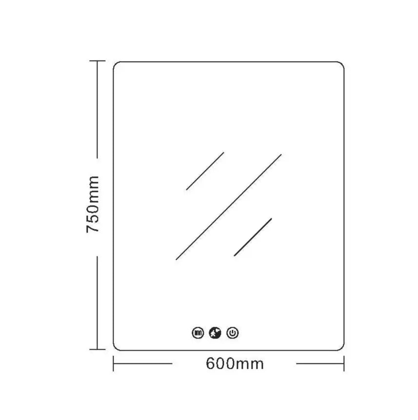 Luna LED Rectangular Mirror 600mm - with Adjustable LED Lighting mercioaustralia
