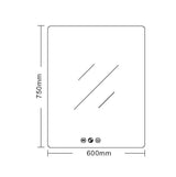 Luna LED Rectangular Mirror 600mm - with Adjustable LED Lighting mercioaustralia