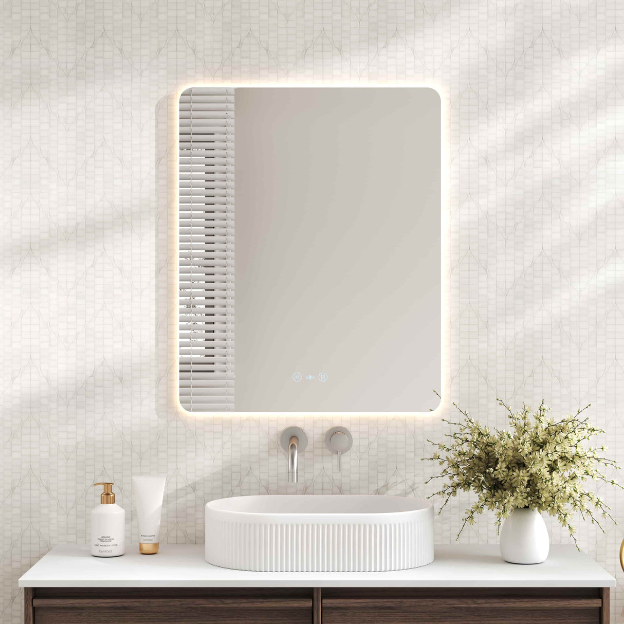 Luna LED Rectangular Mirror 600mm - with Adjustable LED Lighting mercioaustralia