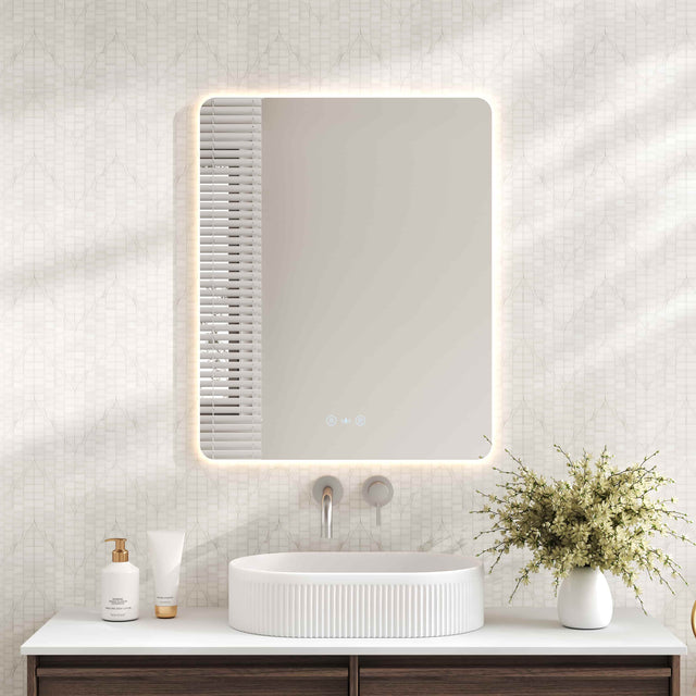 Luna LED Rectangular Mirror 600mm - with Adjustable LED Lighting mercioaustralia
