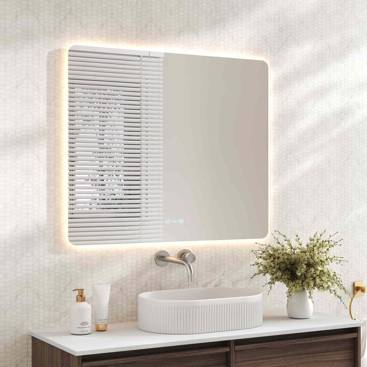 Luna LED Rectangular Mirror 900mm - with Adjustable LED Lighting mercioaustralia