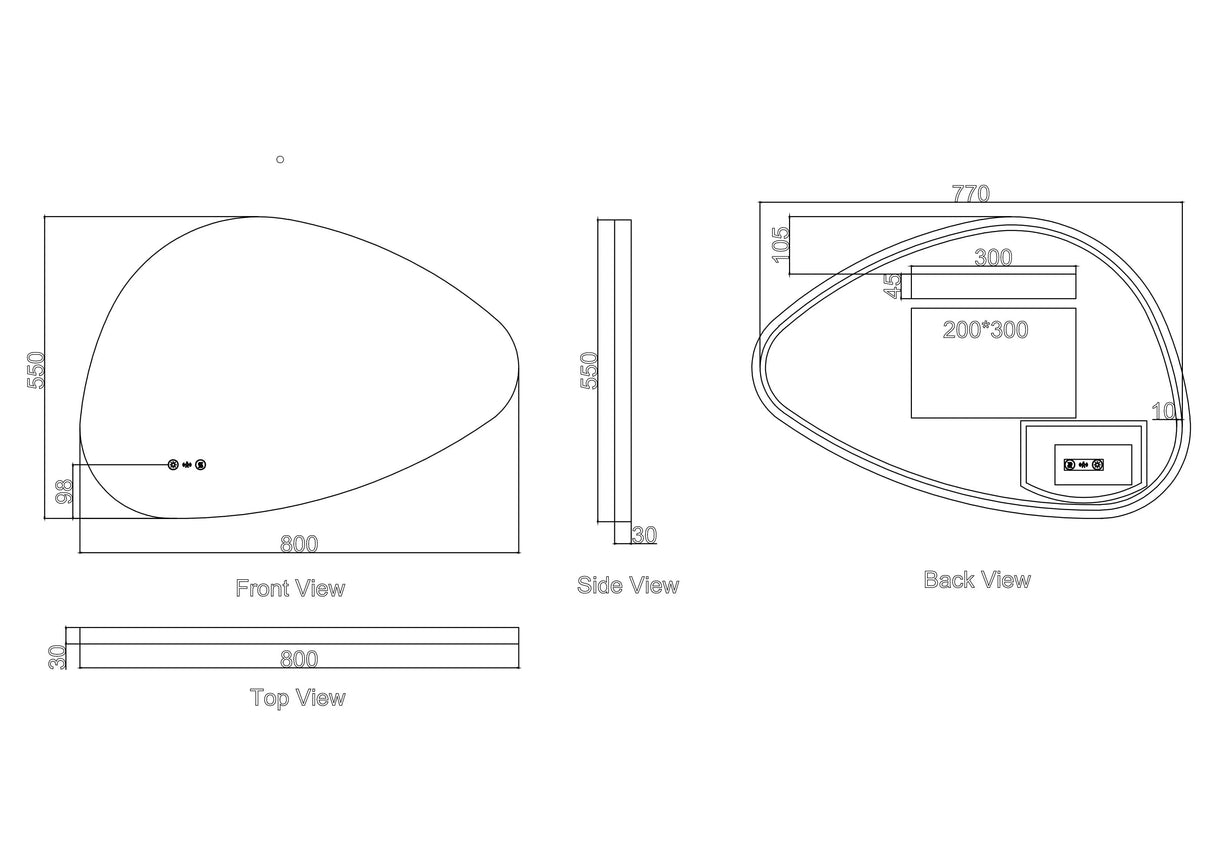 Luna 550×800mm LED Irregular Mirror mercioaustralia