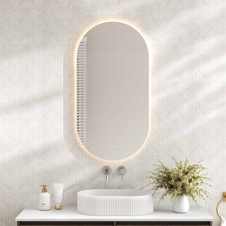 Luna LED Oval Mirror 500 x 900mm - with Adjustable LED Lighting mercioaustralia