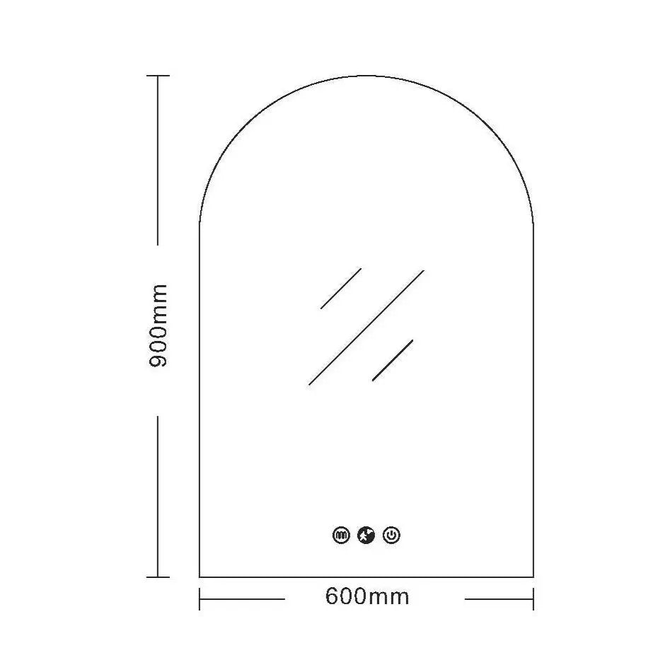 Luna LED Arch Mirror 600 x 900mm - with Adjustable LED Lighting mercioaustralia