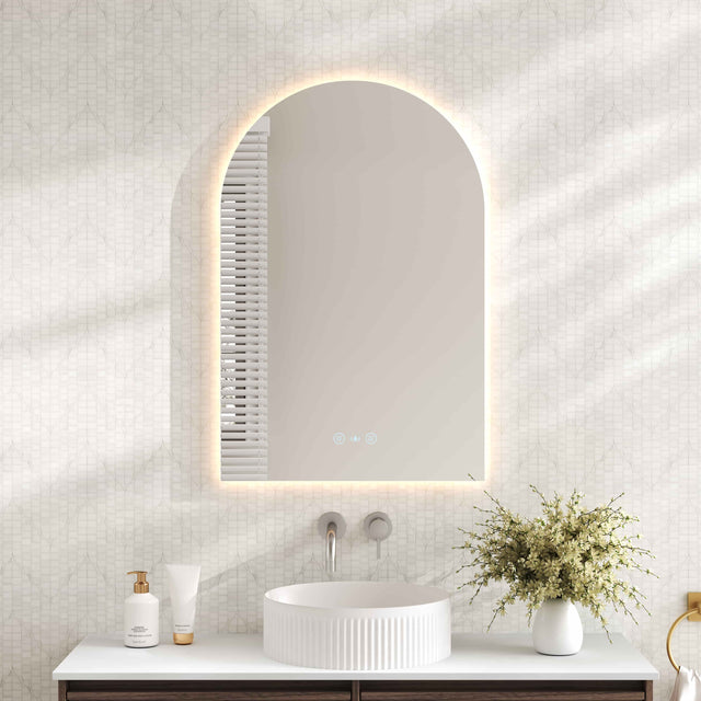 Luna LED Arch Mirror 600 x 900mm - with Adjustable LED Lighting mercioaustralia