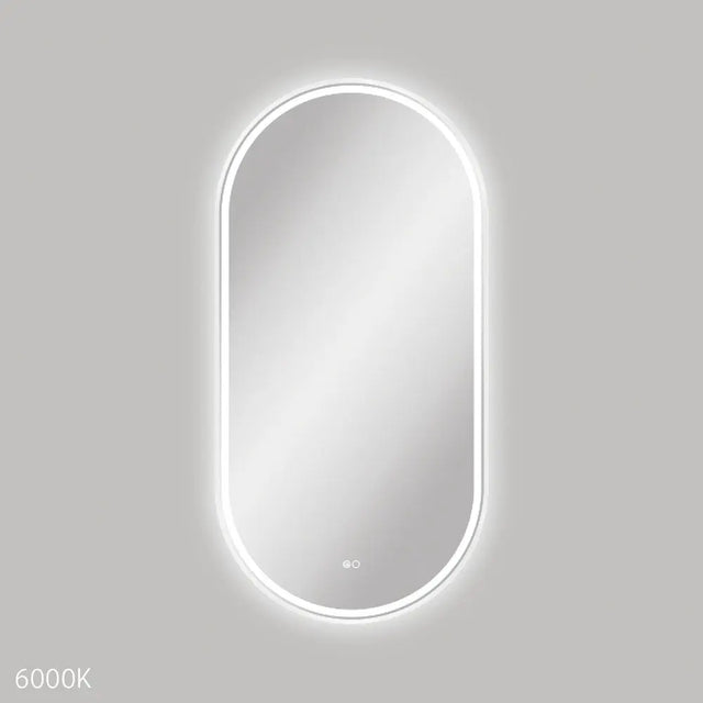 Empire LED Matte White Framed Mirror, 600 x 1200mm fienza