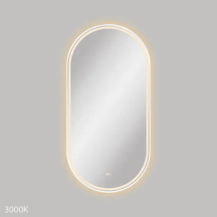 Empire LED Matte White Framed Mirror, 600 x 1200mm fienza
