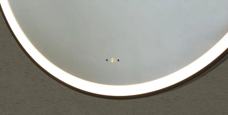 Luna Matte Black Round Touchless 600 X 600 Framed LED Mirror - Three Light Temperatures Poseidonbk