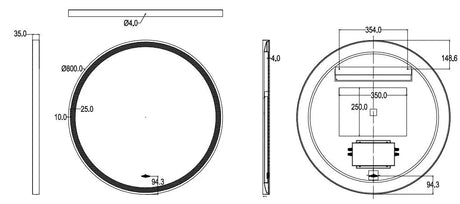 Luna Brushed Gold Round Touchless 800 X 800 Framed LED Mirror - Three Light Temperatures Poseidonbk