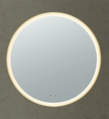 Luna Brushed Gold Round Touchless 900 X 900 Framed LED Mirror - Three Light Temperatures Poseidonbk