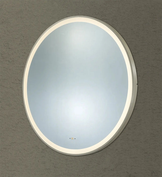 Luna Brushed Nickel Round Touchless 900 X 900 Framed LED Mirror - Three Light Temperatures Poseidonbk