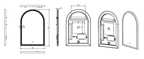 Aura Brushed Nickel Arched Touchless 600 X 900 Framed LED Mirror - Three Light Temperatures Poseidonbk
