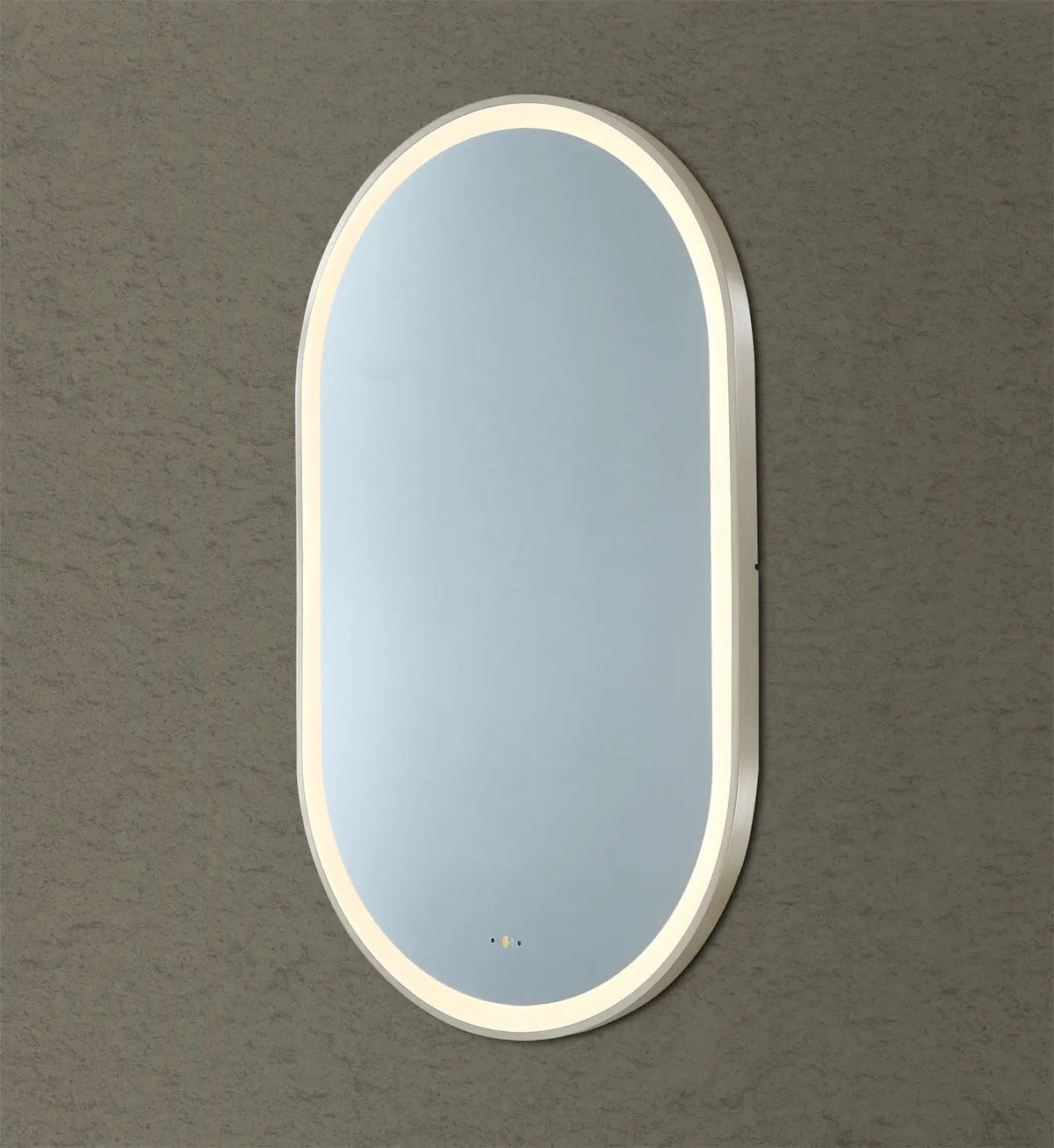 Olivia Gun Metal Oval Touchless 450 X 900 Framed LED Mirror - Three Light Temperatures Poseidonbk