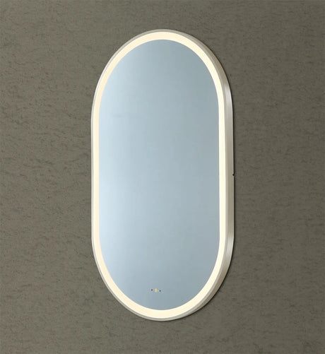 Olivia Gun Metal Oval Touchless 450 X 900 Framed LED Mirror - Three Light Temperatures Poseidonbk