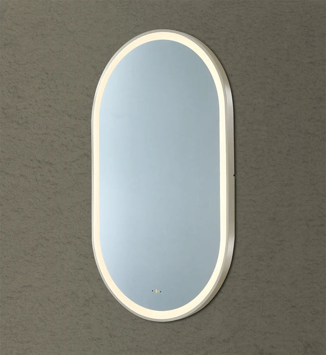 Olivia Gun Metal Oval Touchless 450 X 900 Framed LED Mirror - Three Light Temperatures Poseidonbk