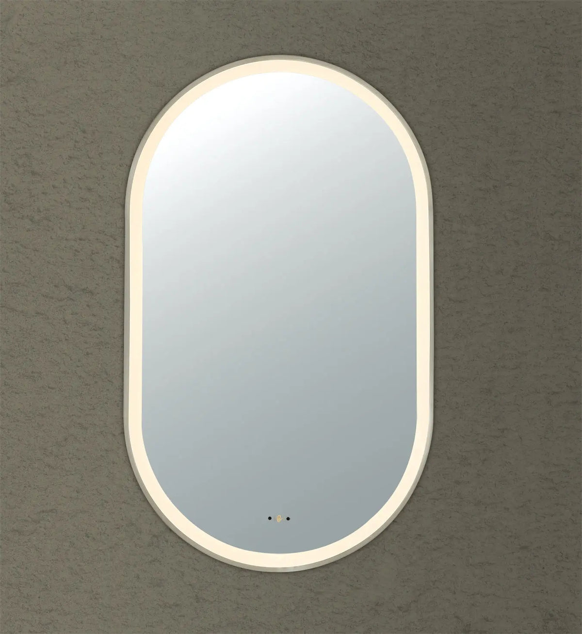 Olivia Gun Metal Oval Touchless 450 X 900 Framed LED Mirror - Three Light Temperatures Poseidonbk