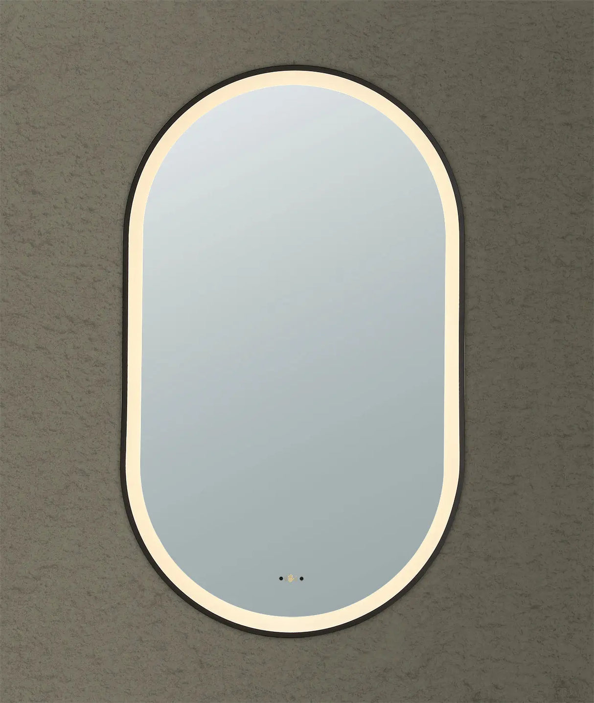 Olivia Matte Black Oval Touchless 450 X 900 Framed LED Mirror - Three Light Temperatures Poseidonbk