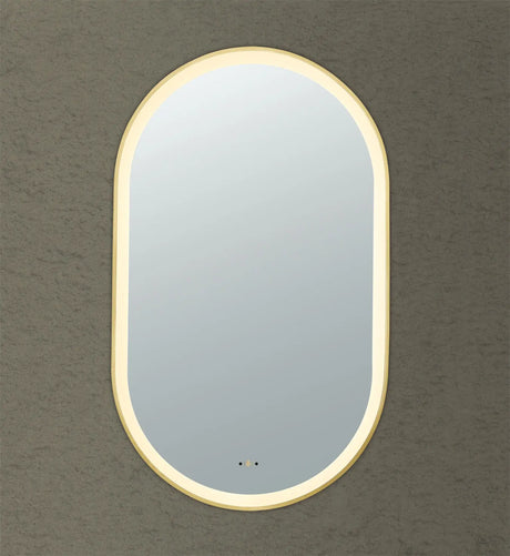 Olivia Brushed Gold Oval Touchless 600 X 1000 Framed LED Mirror - Three Light Temperatures Poseidonbk