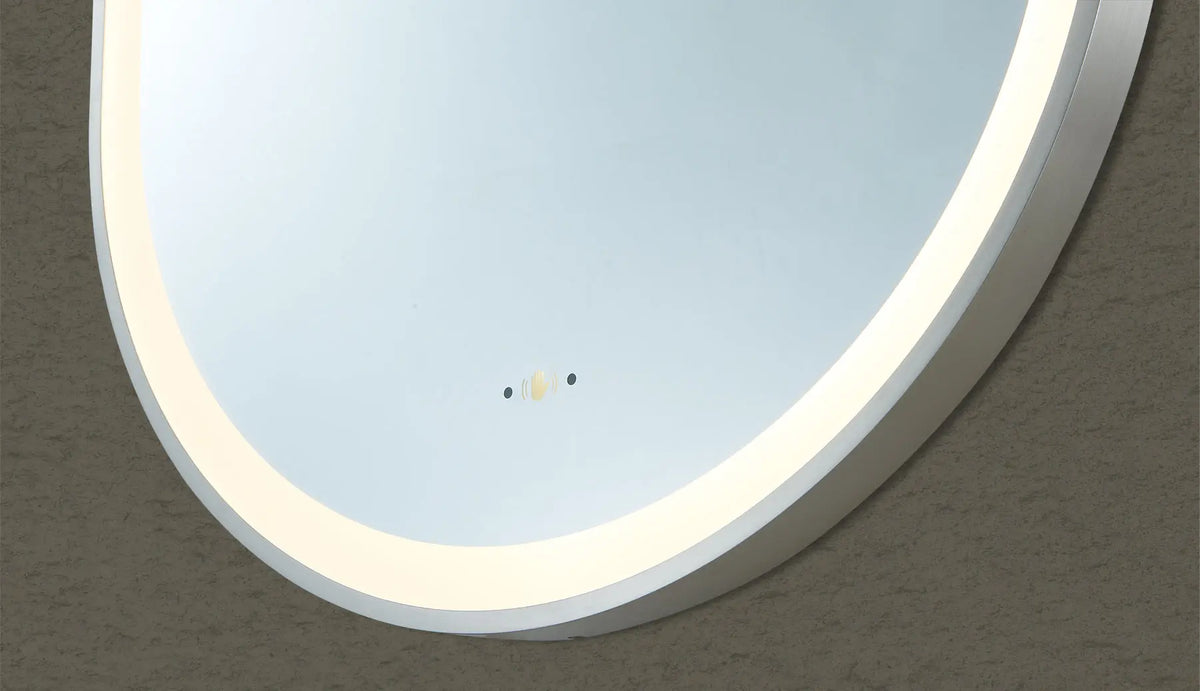 Olivia Brushed Nickel Oval Touchless 600 X 1000 Framed LED Mirror - Three Light Temperatures Poseidonbk