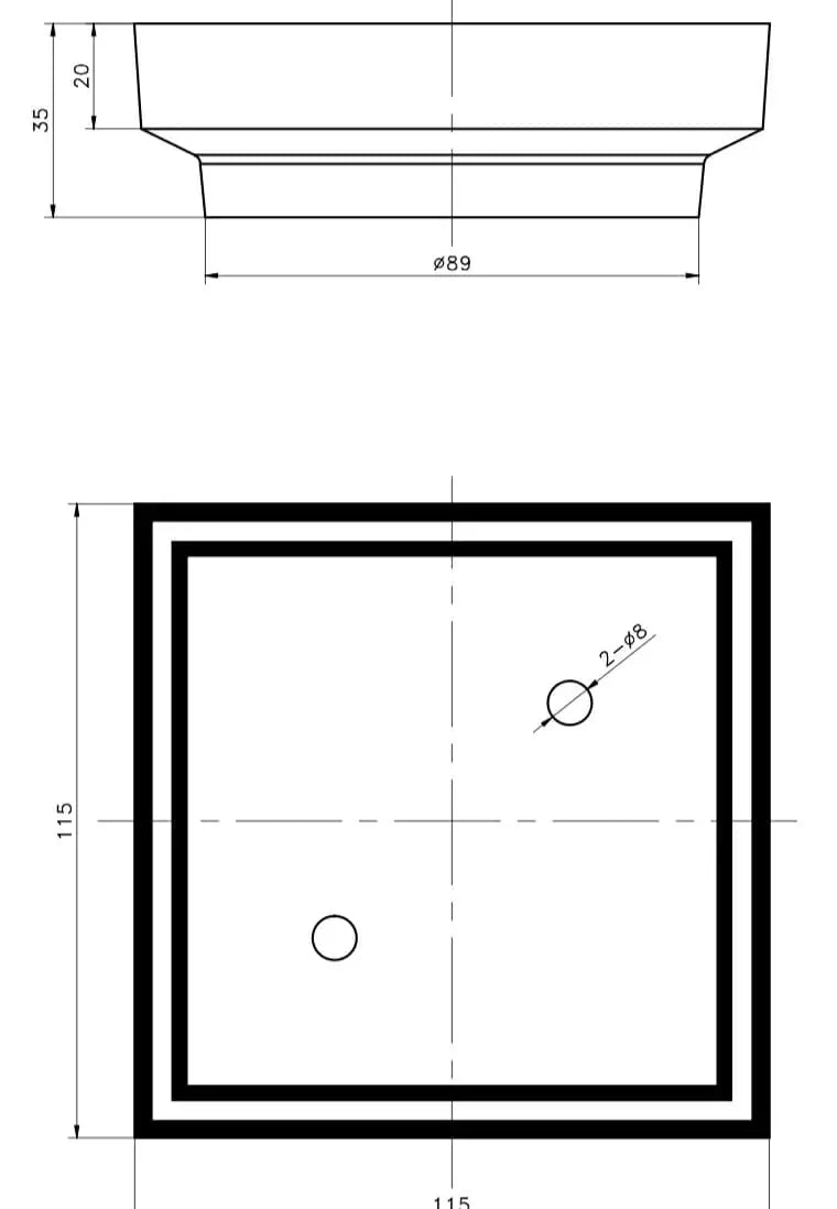 115x115x35mm Gunmetal Tile Insert Drain Aquaperla