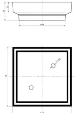 115x115x35mm Gunmetal Tile Insert Drain Aquaperla