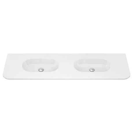 Lola Gloss Full Depth Curved Ceramic Basin Top Double Bowl 1500mm NTH fienza