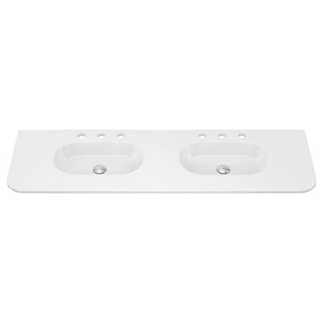 Lola Gloss Full Depth Curved Ceramic Basin Top Double Bowl 1500mm 3TH fienza