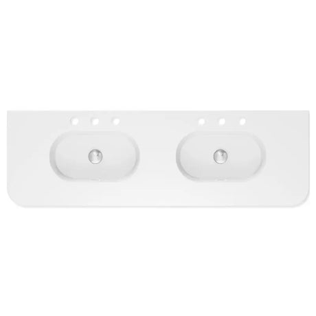 Lola Gloss Full Depth Curved Ceramic Basin Top Double Bowl 1500mm 3TH fienza