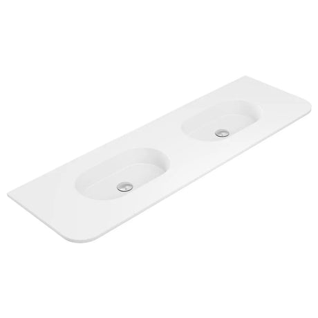 Lola Matte Full Depth Curved Ceramic Basin Top Double Bowl 1500mm 1TH fienza