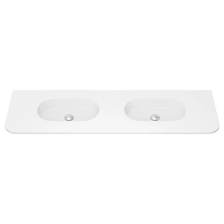 Lola Matte Full Depth Curved Ceramic Basin Top Double Bowl 1500mm 1TH fienza