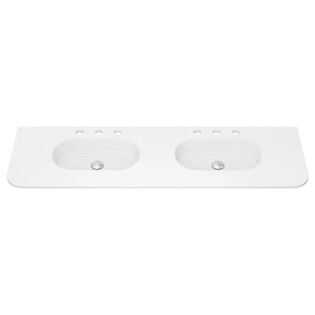 Lola Matte Full Depth Curved Ceramic Basin Top Double Bowl 1500mm 3TH fienza