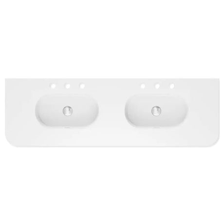Lola Matte Full Depth Curved Ceramic Basin Top Double Bowl 1500mm 3TH fienza