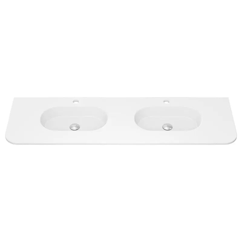 Lola Matte Full Depth Curved Ceramic Basin Top Double Bowl 1500mm 1TH fienza