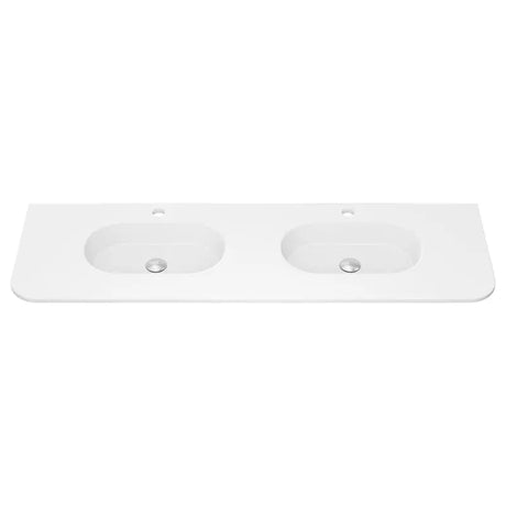 Lola Matte Full Depth Curved Ceramic Basin Top Double Bowl 1500mm 1TH fienza