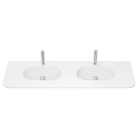 Lola Matte Full Depth Curved Ceramic Basin Top Double Bowl 1500mm 1TH fienza
