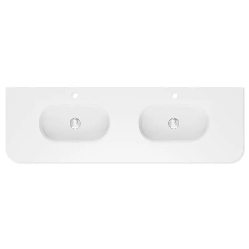 Lola Matte Full Depth Curved Ceramic Basin Top Double Bowl 1500mm 1TH fienza