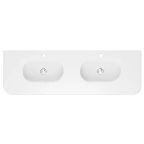Lola Matte Full Depth Curved Ceramic Basin Top Double Bowl 1500mm 1TH fienza