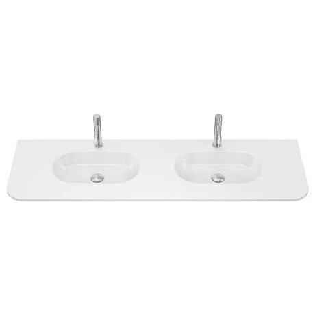 Lola Gloss Full Depth Curved Ceramic Basin Top Double Bowl 1500mm 1TH fienza