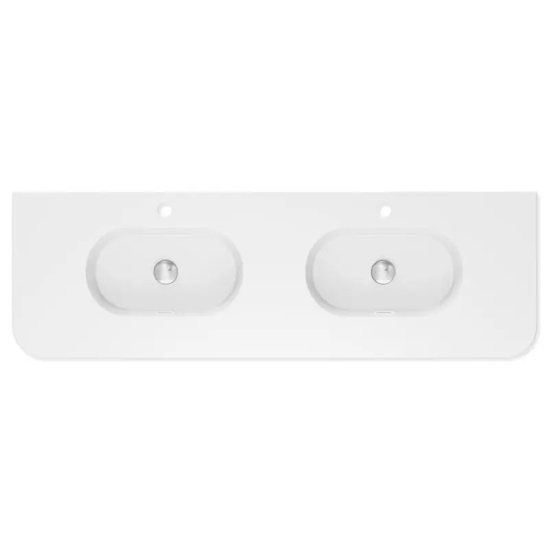 Lola Gloss Full Depth Curved Ceramic Basin Top Double Bowl 1500mm 1TH fienza
