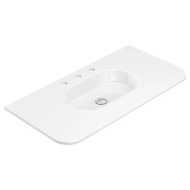 Lola Gloss Full Depth Curved Ceramic Basin Top 900mm 3TH fienza