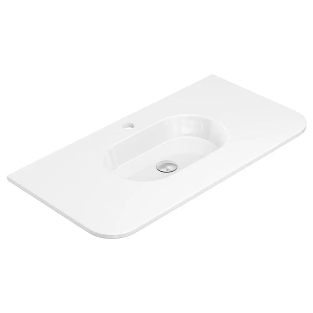 Lola Gloss Full Depth Curved Ceramic Basin Top 900mm 1TH fienza