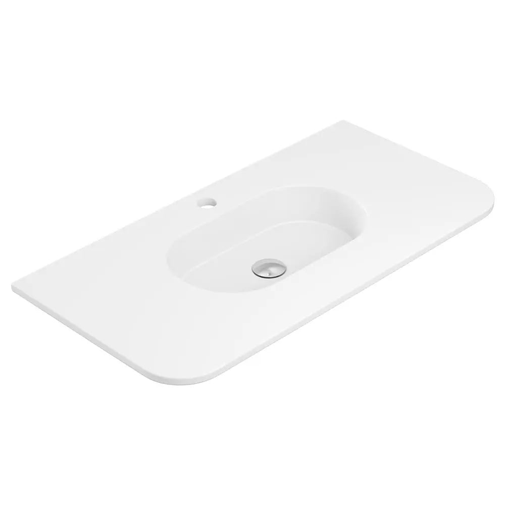 Lola Matte Full Depth Curved Ceramic Basin Top 900mm 1TH fienza