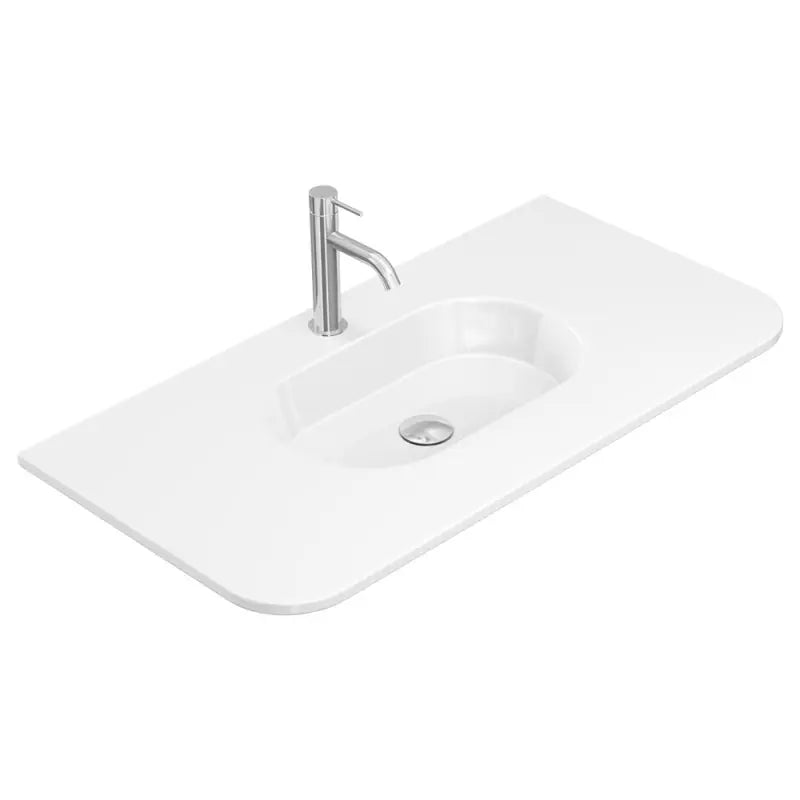 Lola Gloss Full Depth Curved Ceramic Basin Top 900mm 1TH fienza