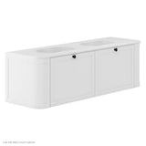 Lola Gloss Full Depth Curved Ceramic Basin Top Double Bowl 1500mm NTH fienza