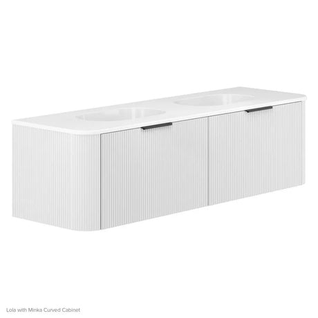 Lola Gloss Full Depth Curved Ceramic Basin Top Double Bowl 1500mm NTH fienza
