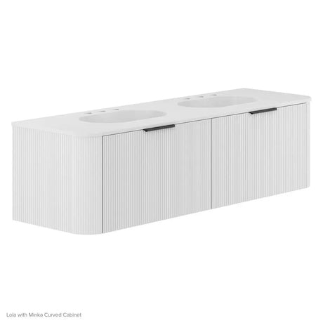 Lola Gloss Full Depth Curved Ceramic Basin Top Double Bowl 1500mm 3TH fienza
