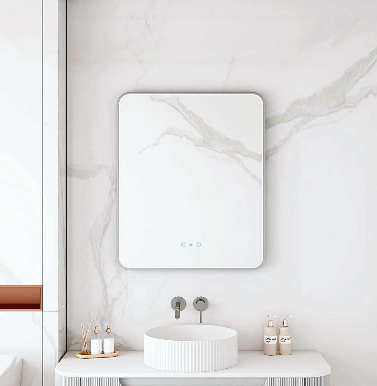 Maia 600×750 / 750×900 / 1200×750mm LED Rectangular Mirror – Gun Metal Frame mercioaustralia